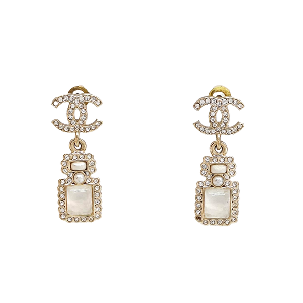 CC Logo Metal Gold Stud Earrings