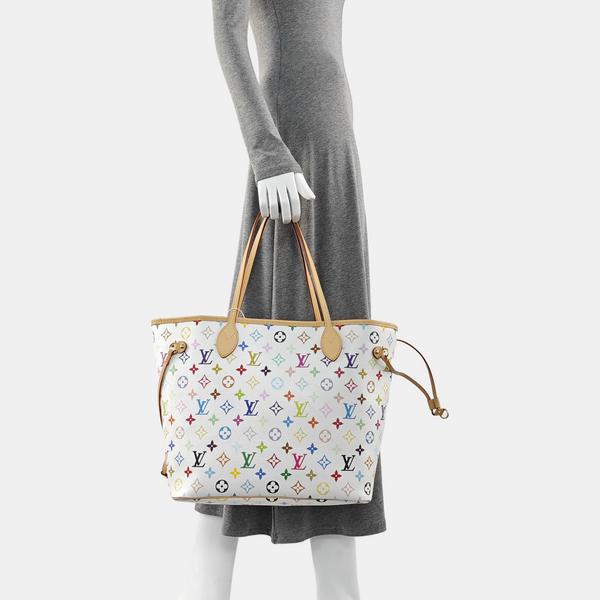 LV × TM NEVERFULL MM Monogram Coated Canvas White