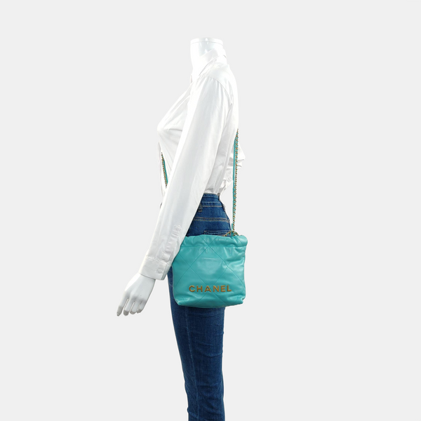 CHANEL 22 Mini Quilted Calfskin Blue