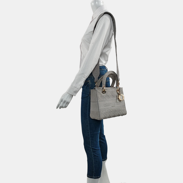 Lady D-Lite Cannage Canvas Gray