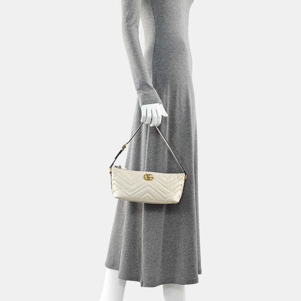 GG Marmont Small Quilted Calfskin White