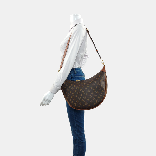 LOOP HOBO Monogram Coated Canvas Brown