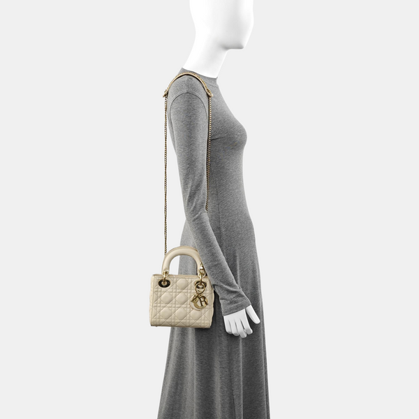 Lady Dior Mini Cannage Lambskin White
