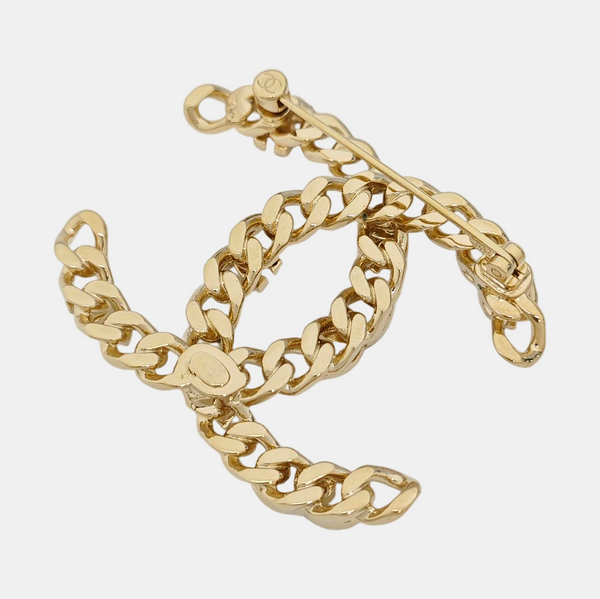 CC Logo Metal Gold Brooch