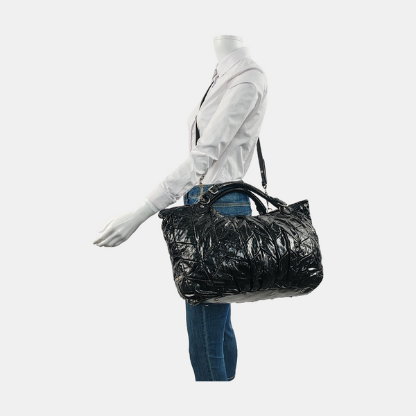 Quilted Patent Leather Black
