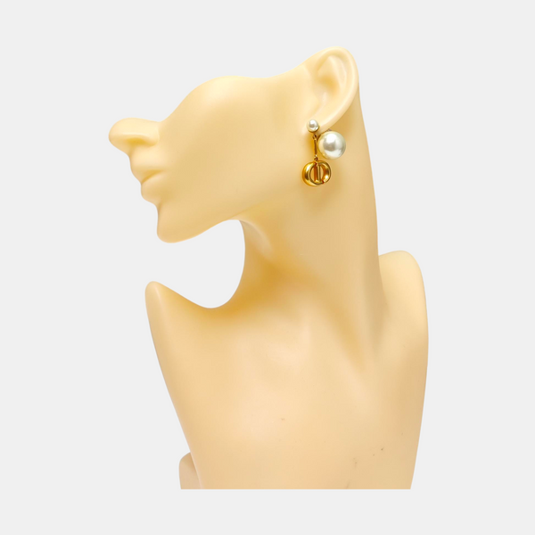 Dior Tribales Metal White Stud Earrings