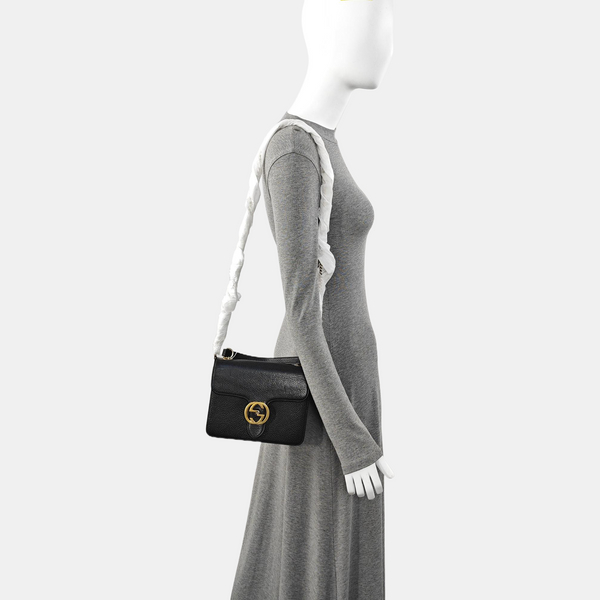 Interlocking G Small Calfskin Black