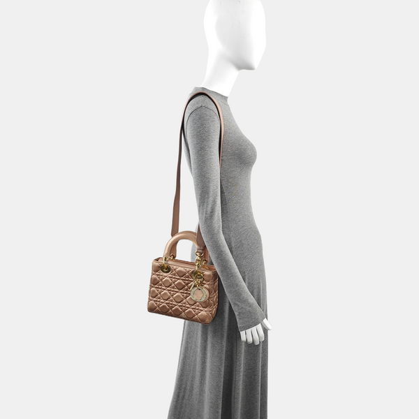 Lady Dior Small Cannage Silk Satin Pink