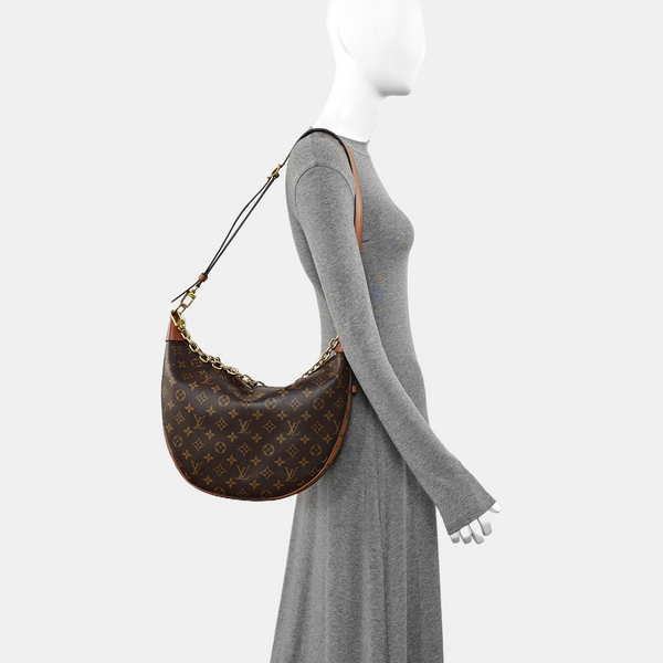 LOOP HOBO Monogram Coated Canvas Brown