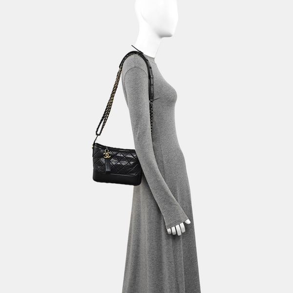 GABRIELLE Small Quilted Calfskin Black
