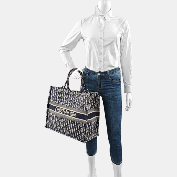 Book Tote Large Oblique Canvas Beige