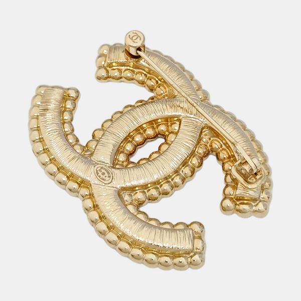 CC Logo Metal Gold Brooch