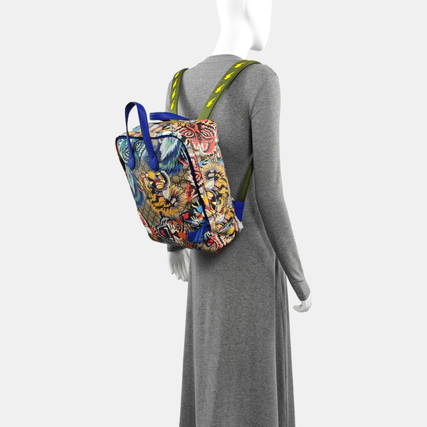 Coated Canvas Backpack Blue