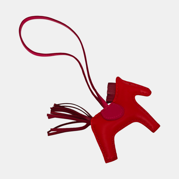 Leather Bag Charm Red