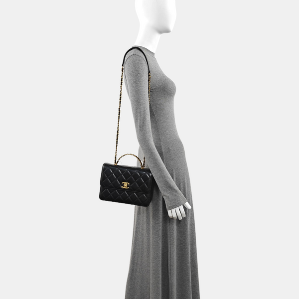 Quilted Calfskin Shoulder Bag Small Black