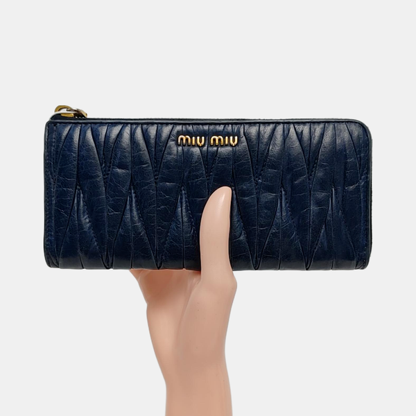 Quilted Lambskin Wallet Blue