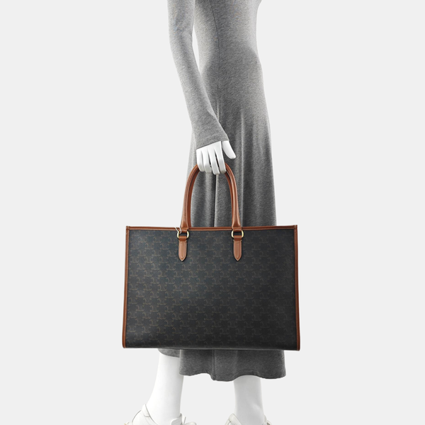 Coated Canvas Tote Bag Brown