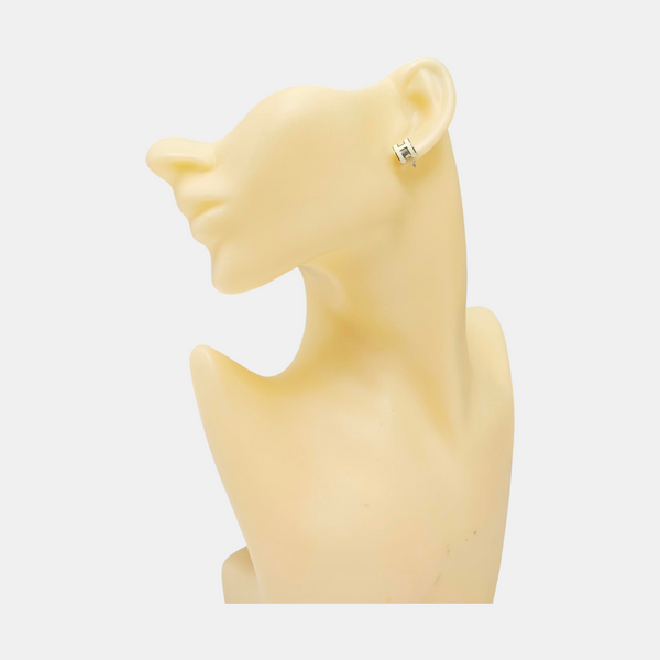 Pop H Metal Silver Stud Earrings