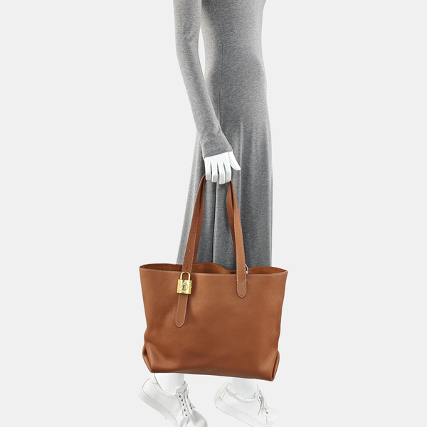LOW KEY CABAS MM Monogram Calfskin Brown