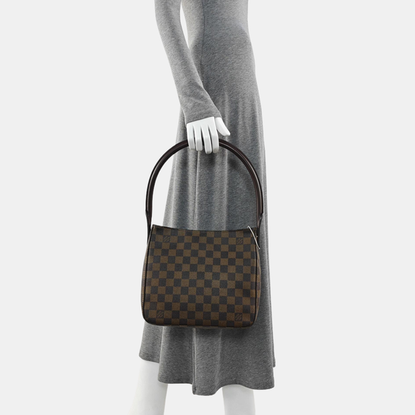 LOOPING MM Damier Ebene Coated Canvas Brown