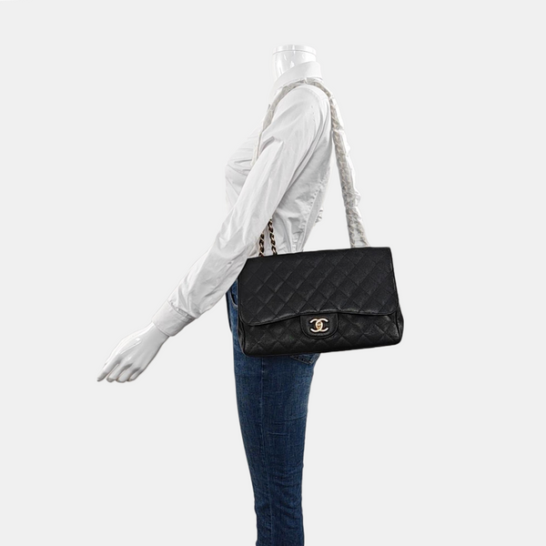 Large Quilted Grained Calfskin Black