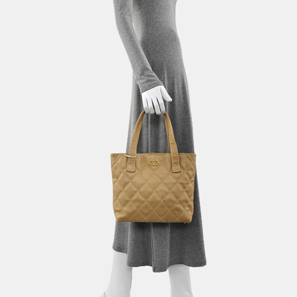 SURPIQUE Quilted Calfskin Beige