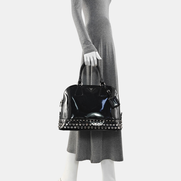 Patent Leather Top Handle Bag Black