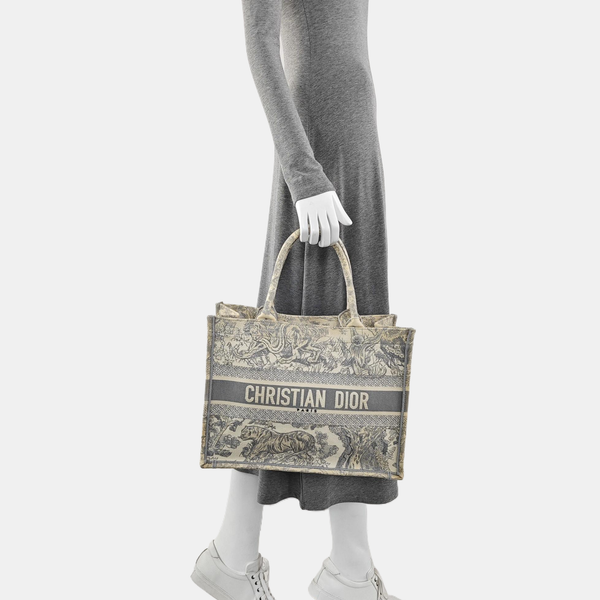 Authenticated pre-owned Book Tote Medium Canvas Grey - Tote Bag at Looply