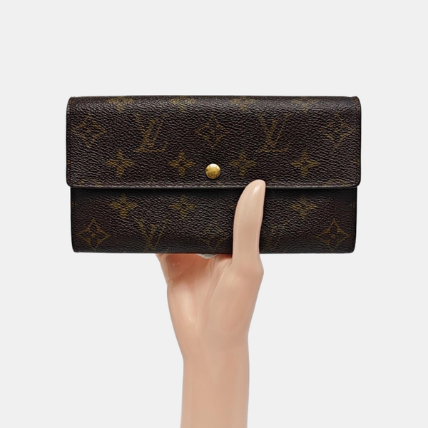 PORTE MONNAIE Monogram Coated Canvas Brown Wallet