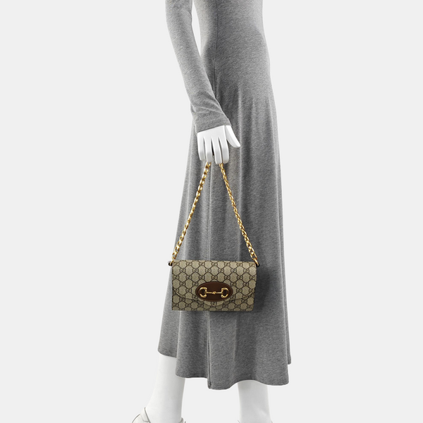 Horsebit 1955 Mini Monogram Coated Canvas Beige