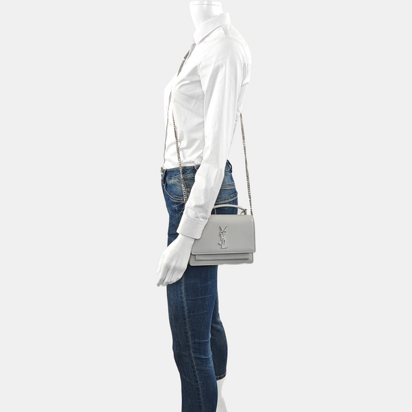 Authenticated pre-owned SUNSET Calfskin Gray - Crossbody Bag at Looply
