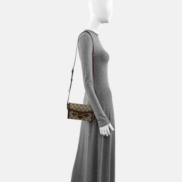 Authenticated pre-owned Horsebit 1955 Mini Monogram Coated Canvas Beige - Shoulder Bag at Looply