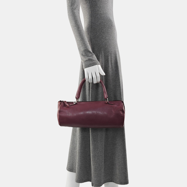 Lambskin Top Handle Bag Purple