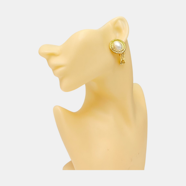 Synthetic Material White Clip On Earrings