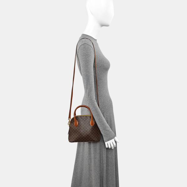 Coated Canvas Shoulder Bag Brown