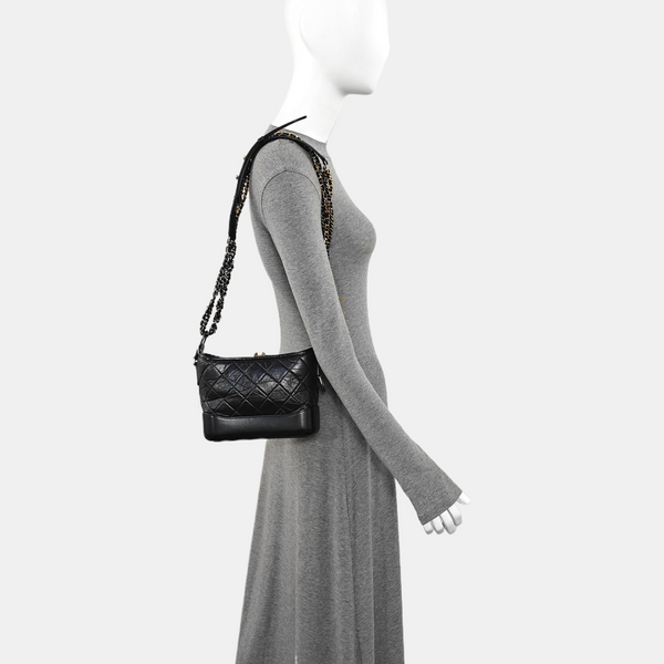 GABRIELLE Small Quilted Calfskin Black