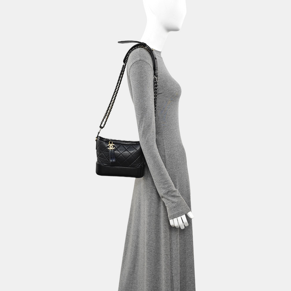 GABRIELLE Small Quilted Calfskin Black