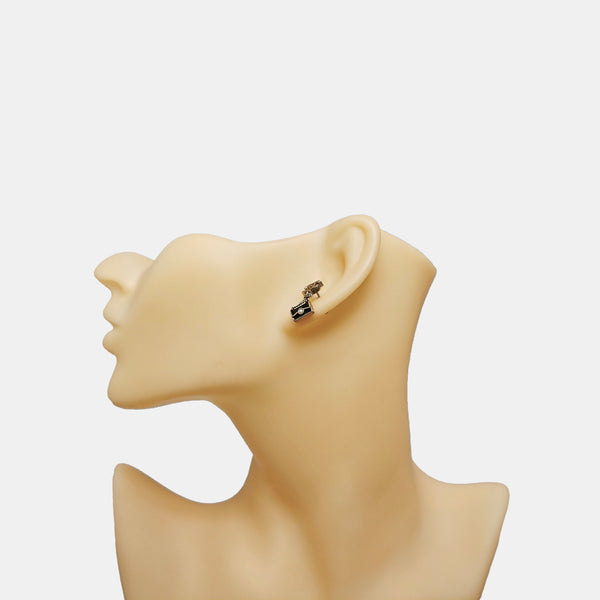 CC Logo Metal Silver Stud Earrings