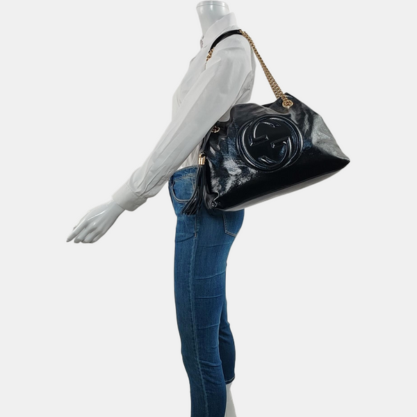 Soho Quilted Patent Leather Black