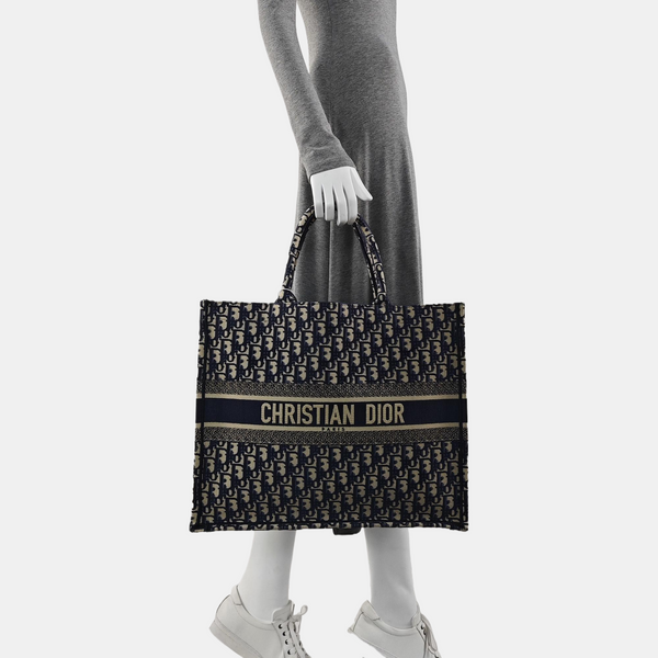 Book Tote Large Oblique Canvas Blue