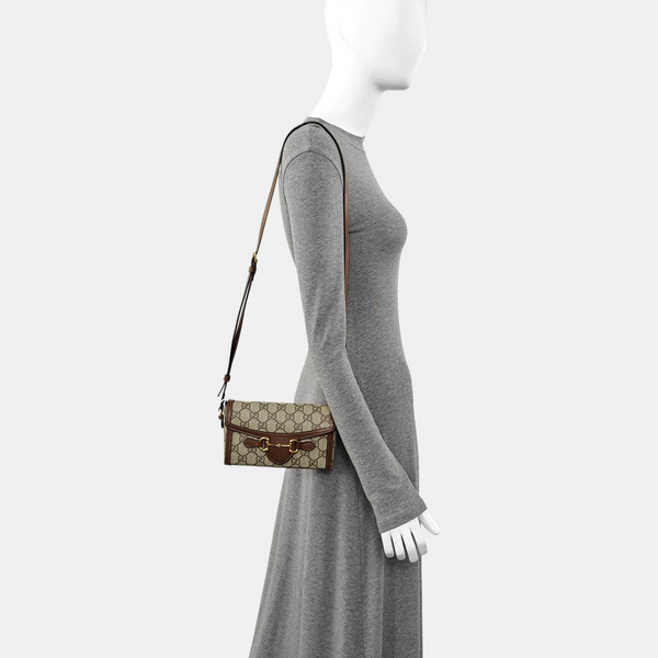 Authenticated pre-owned Horsebit 1955 Mini Monogram Coated Canvas Beige - Shoulder Bag at Looply