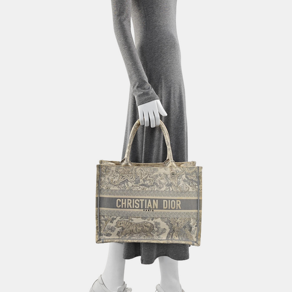 Authenticated pre-owned Book Tote Medium Canvas Grey - Tote Bag at Looply