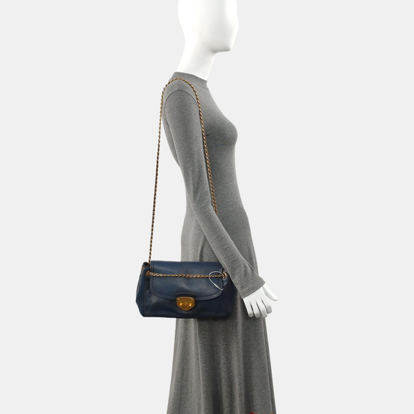 Calfskin Shoulder Bag Blue