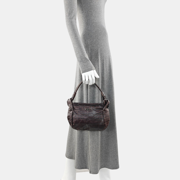 Calfskin Top Handle Bag Brown