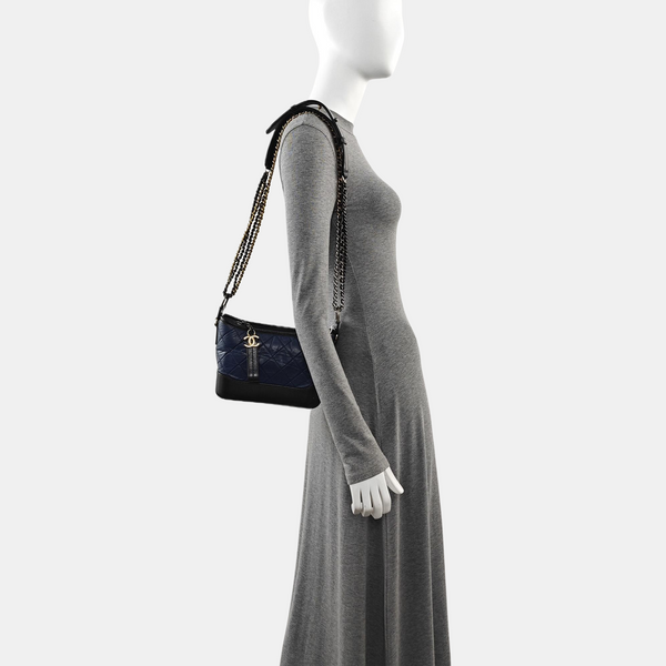 Authenticated pre-owned GABRIELLE Small Quilted Calfskin Blue - Crossbody Bag at Looply