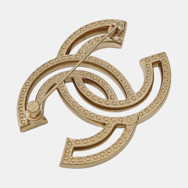 CC Logo Metal Gold Brooch
