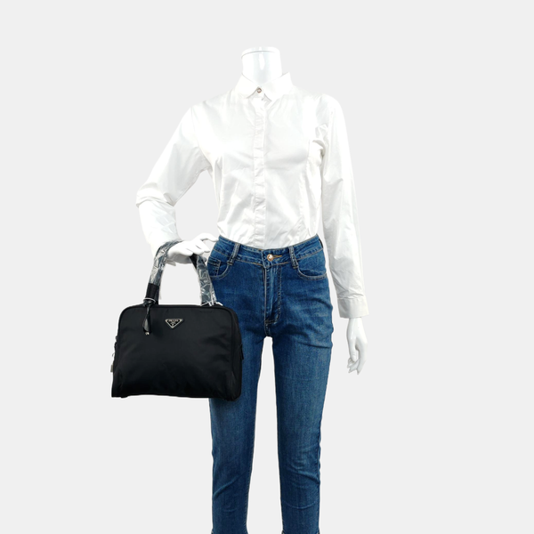 Nylon Top Handle Bag Black