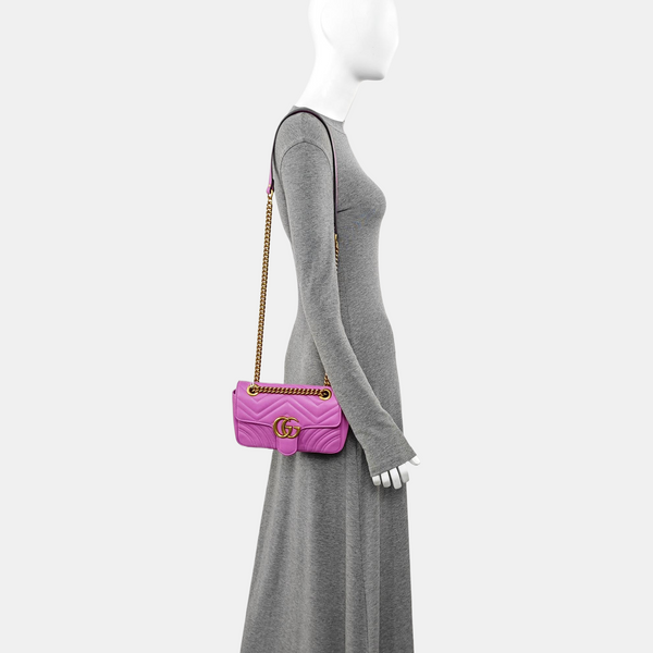 GG Marmont Small Quilted Calfskin Pink