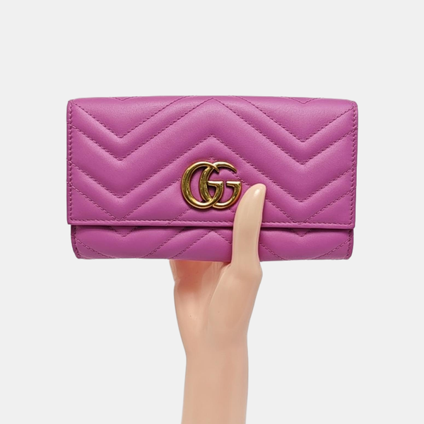 GG Marmont Super Mini Quilted Calfskin Pink Wallet