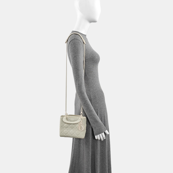 Lady Dior Mini Cannage Lambskin White